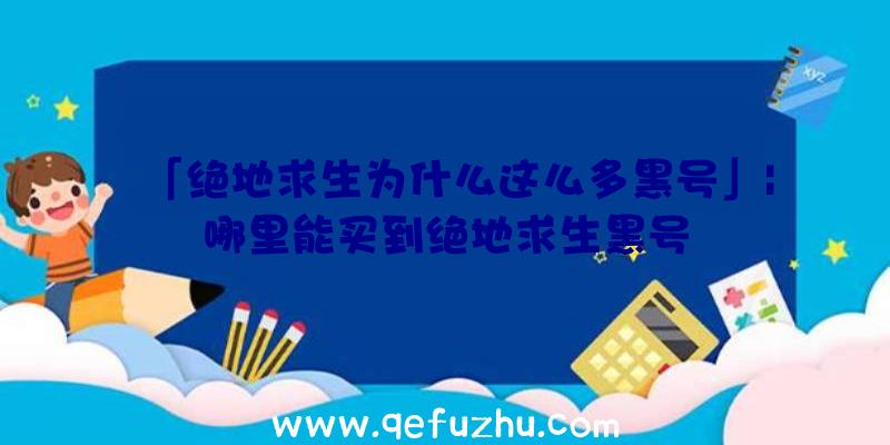 「绝地求生为什么这么多黑号」|哪里能买到绝地求生黑号